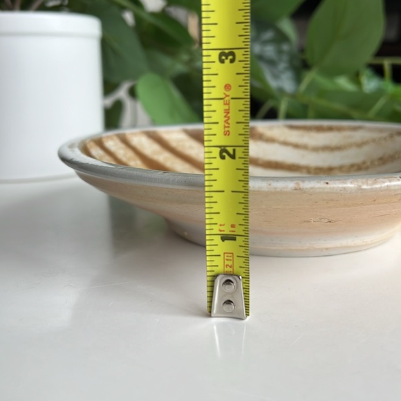 Handmade Striped Pottery Bowl Catchall Decor Vintage - Picture 11 of 16
